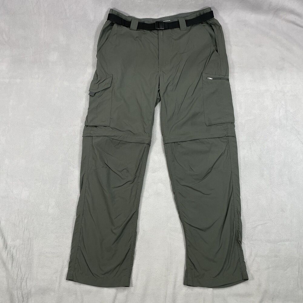 Columbia Omni-Shade Pants Mens 34x30 Green Outdoor Hiking Convertible Cargo